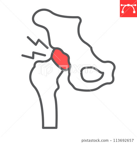 Hip pain line icon 113692657
