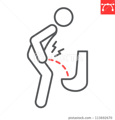 Urine pain line icon Urine pain line icon 113692670