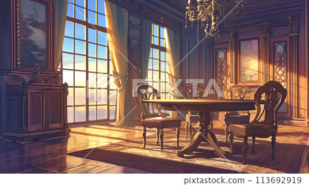 城堡內有桌椅的小會議室 113692919