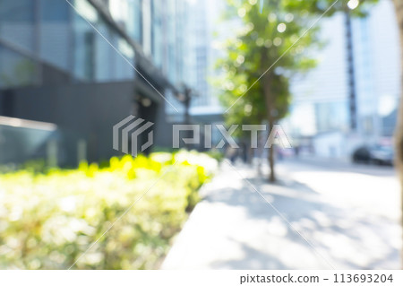 Blurred background of business district in early summer Blurred background of business district in early summer 113693204