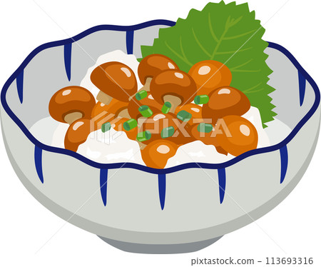 Japanese-style small bowl of grated nameko mushrooms with spring onions Japanese-style small bowl of grated nameko mushrooms with spring onions 113693316