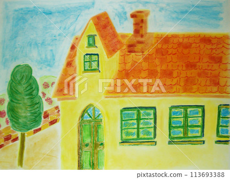 用粉彩畫的房子的插圖 113693388