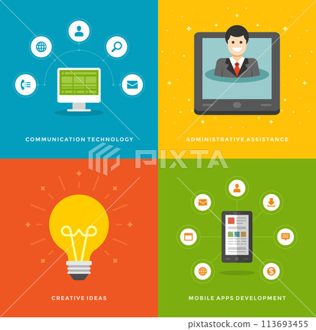 Website Promotion Banners Templates and Flat Icons Design Website Promotion Banners Templates and Flat Icons Design 113693455
