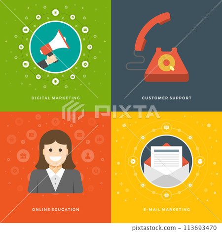 Website Promotion Banners Templates and Flat Icons Design Website Promotion Banners Templates and Flat Icons Design 113693470