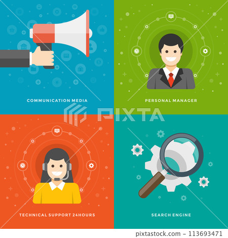 Website Promotion Banners Templates and Flat Icons Design Website Promotion Banners Templates and Flat Icons Design 113693471