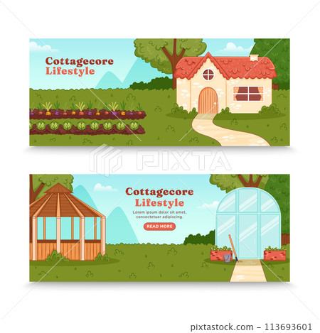 Hand drawn Cottagecore banners 113693601