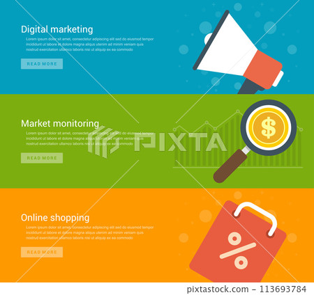 Website Headers or Promotion Banners Templates and Flat Icons Design Website Headers or Promotion Banners Templates and Flat Icons Design 113693784