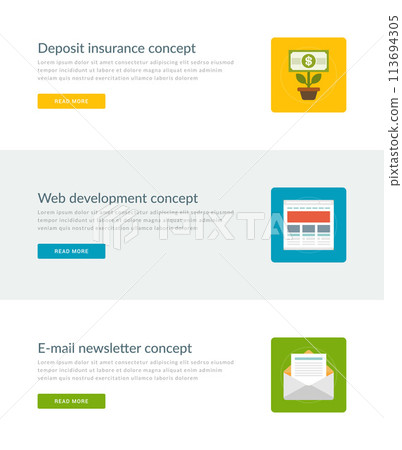 Website Headers or Promotion Banners Templates and Flat Icons Design. 113694305