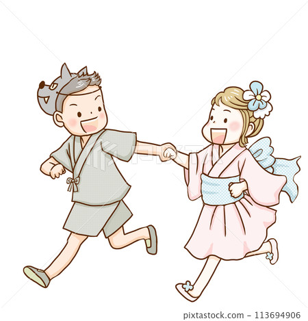 孩子們在節日裡一起奔跑 113694906