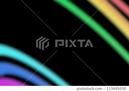 Playful rainbow overlay effect on black background. Colorful, blurred stripes. Color gradient, modern style. Multicolor filter. 3D render. Playful rainbow overlay effect on black background. Colorful, blurred stripes. Color gradient, modern style. Multicolor filter. 3D render. 113695030
