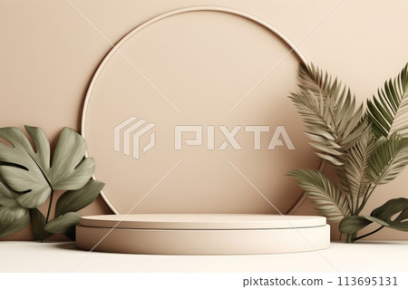 Beige matte painted wall background with copy space 113695131
