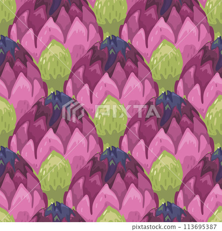 Artichoke seamless pattern Pink and green print Artichoke seamless pattern Pink and green print 113695387