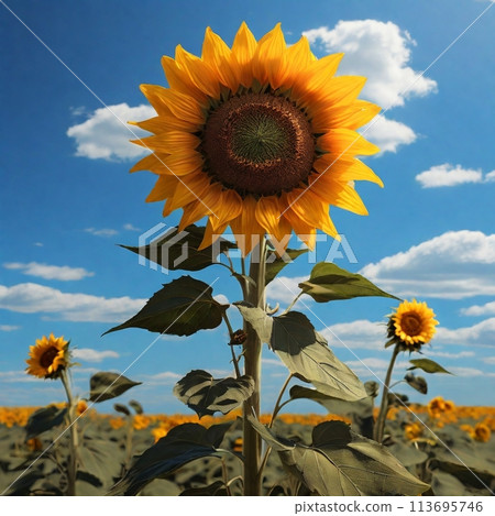 Sunflower shining in the blue sky 113695746