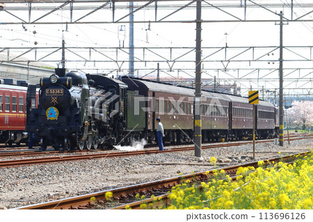 [CR] Chichibu Railway: Special operation of old-style passenger cars of the SL Paleo Express undergoing inspection before leaving the depot at Hirosegawahara Depot 113696126
