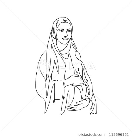 Continuous Line Art of Motherhood, Love pregnant, Happy Mother day card, one line drawing, parent and child silhouette hand drawn. Vector illustration Continuous Line Art of Motherhood, Love pregnant, Happy Mother day card, one line drawing, parent and child silhouette hand drawn. Vector illustration 113696361