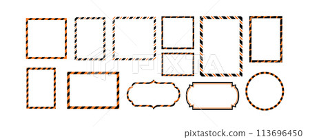 Collection of orange, black and white frame border. Halloween decoration frame vector illustration Collection of orange, black and white frame border. Halloween decoration frame vector illustration 113696450