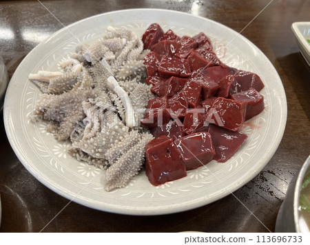 Fresh and delicious-looking raw liver and omasum Fresh and delicious-looking raw liver and omasum 113696733
