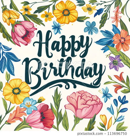 Floral Birthday Symphony Serenading You with Wishes of Joy, Greeting Card 113696750