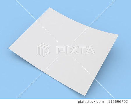 Sheet curved of white paper A4 on a blue background. 113696792