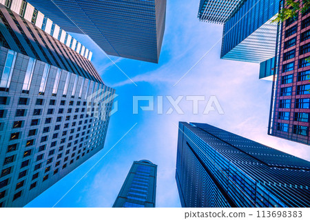 Tokyo cityscape in Japan. Skyscrapers in Otemachi. View of Urbannet Otemachi Building and Otemachi Tower, etc. = 18th 113698383