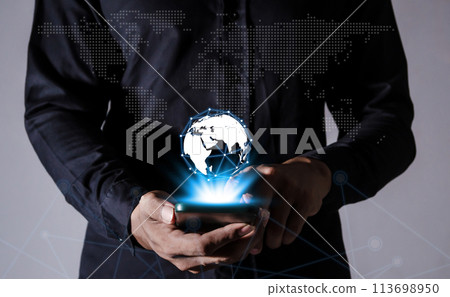 Interconnect, Interconnected Concept, Financial and banking, Businessman using smart phone mobile 113698950