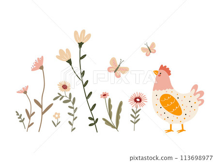 bird, butterflies, vector 113698977
