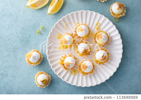 Lemon meringue tarts, one bite desserts idea 113698989