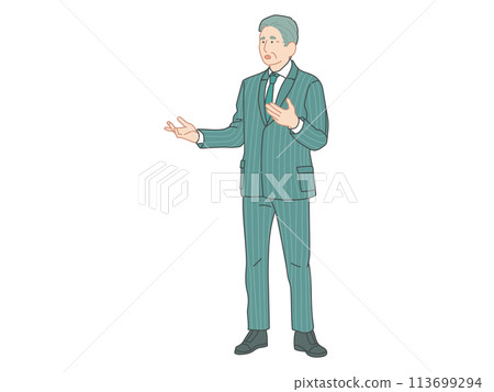 Illustration of a business man giving an explanation 113699294