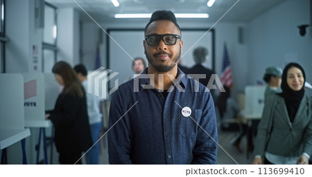 Portrait of African American man, USA elections voter Portrait of African American man, USA elections voter 113699410