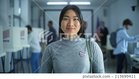 Portrait of Asian woman, United States elections voter 113699411