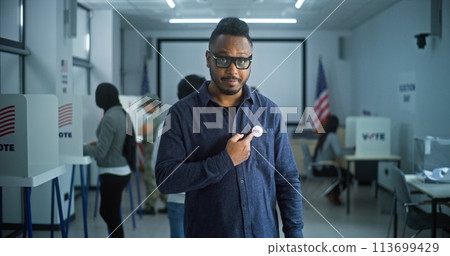 Portrait of African American man, USA elections voter Portrait of African American man, USA elections voter 113699429