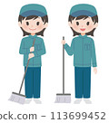 穿著工作服打掃的女人 113699452