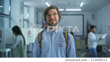Caucasian man, United States of America elections voter Caucasian man, United States of America elections voter 113699512