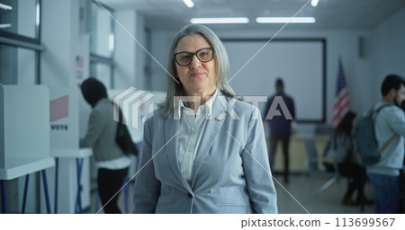 Portrait of woman, United States of America elections voter 113699567