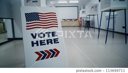 Sign with American flag logo calling for voting Sign with American flag logo calling for voting 113699711