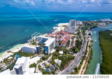 Aerial view of Cancun Hotel Zone, Mexico Aerial view of Cancun Hotel Zone, Mexico 113700105