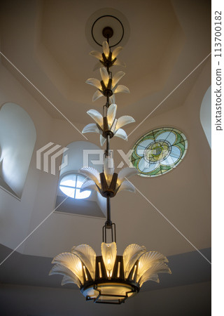Art Deco chandelier in the stairwell at Tokyo Station Gallery 113700182