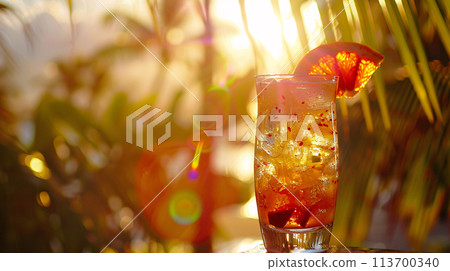 a vibrant cocktail steals the spotlight against a backdrop of clear, warm colors a vibrant cocktail steals the spotlight against a backdrop of clear, warm colors 113700340