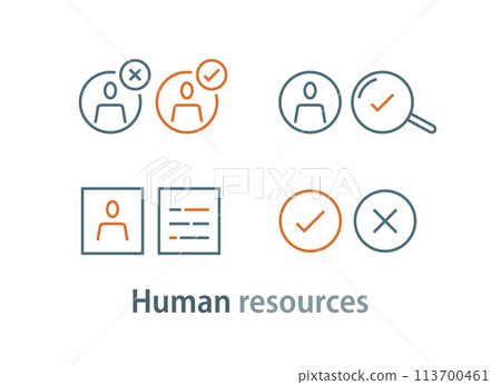 Recruitment service, human resources, choose candidate, fill vacancy, employment concept 113700461