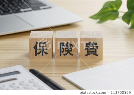 一塊積木,上面寫著保險費用。 一塊積木,上面寫著保險費用。 113700539