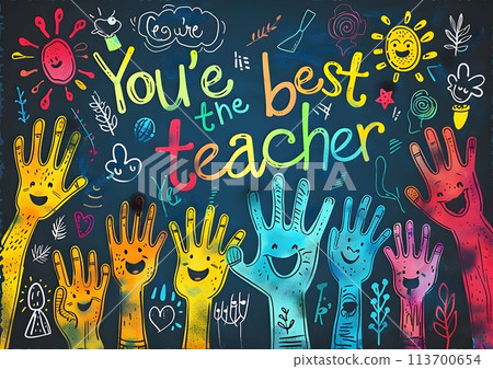 Kids' Abstract Hand- lettered Art Expressing Gratitude for a Teacher's Guidance and Values 113700654