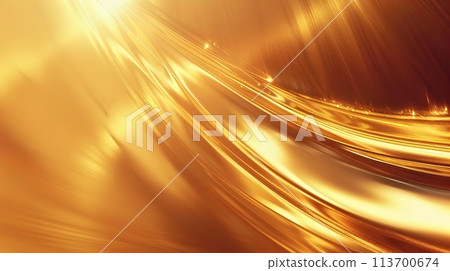 Golden Abstract Wave Wallpaper with Sleek Light Streaks 113700674