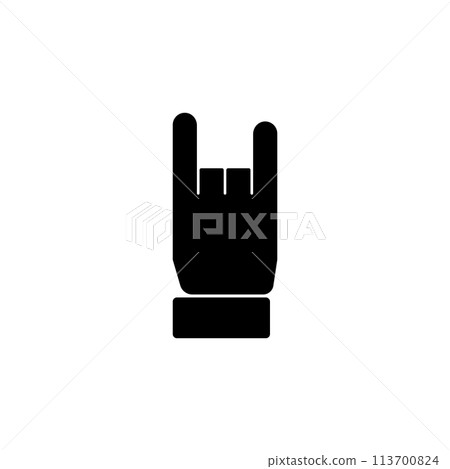 Rock and Roll Heavy Metal. Hand Horns Flat Vector Icon 113700824