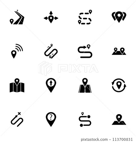 Route icon - Expand to any size - Change to any colour. Perfect Flat Vector Contains such Icons as path, journey, car, map, way, highway, pin, street, roadside, traffic, travel, satellite, compass. Route icon - Expand to any size - Change to any colour. Perfect Flat Vector Contains such Icons as path, journey, car, map, way, highway, pin, street, roadside, traffic, travel, satellite, compass. 113700831
