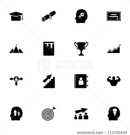 Personal Development icon - Expand to any size - Change to any colour. Perfect Flat Vector Contains such Icons as skill, coach, growth, development, leadership, job, progress, business, motivation. 113700849