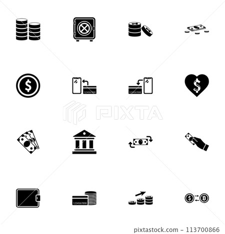 Money icon - Expand to any size - Change to any colour. Perfect Flat Vector Contains such Icons as bank building, safe, coin, love dollar, wallet, currency exchange, credit card, nfs, cash, payment. Money icon - Expand to any size - Change to any colour. Perfect Flat Vector Contains such Icons as bank building, safe, coin, love dollar, wallet, currency exchange, credit card, nfs, cash, payment. 113700866