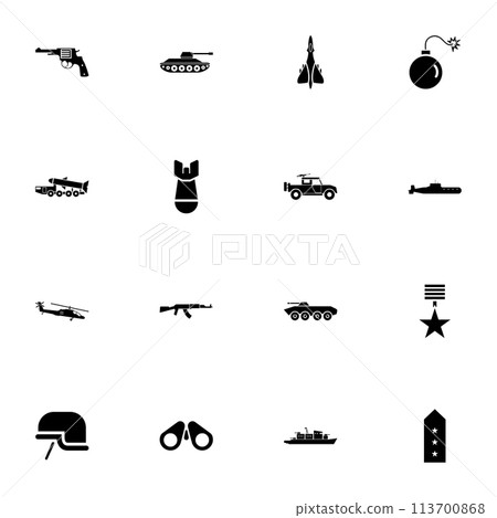 Military icon - Expand to any size - Change to any colour. Perfect Flat Vector Contains such Icons as missile carrier, tank, helmet, submarine, battleship, apc, helicopter, fighter bomb, assault rifle Military icon - Expand to any size - Change to any colour. Perfect Flat Vector Contains such Icons as missile carrier, tank, helmet, submarine, battleship, apc, helicopter, fighter bomb, assault rifle 113700868