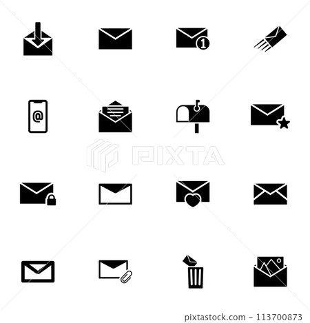 Mail icon - Expand to any size - Change to any colour. Perfect Flat Vector Contains such Icons as send envelope, accept letter, favorites, pin, attach, mailbox, delete, postbox, document, picture. Mail icon - Expand to any size - Change to any colour. Perfect Flat Vector Contains such Icons as send envelope, accept letter, favorites, pin, attach, mailbox, delete, postbox, document, picture. 113700873