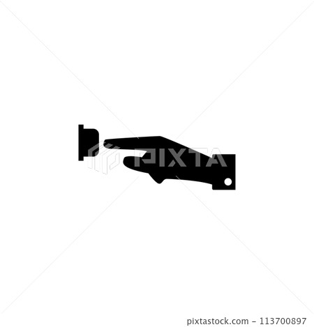 Hand Pressing Button Flat Vector Icon 113700897