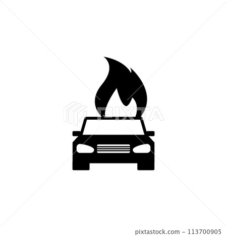 Burning Car Flat Vector Icon Burning Car Flat Vector Icon 113700905